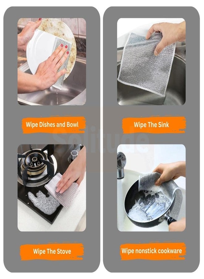 Solitude 25 Pack Non-Scratch Wire Dishcloth, Steel Scrubber for Utensils Cleaning, Multipurpose Wet and Dry Cleaning Dish Wash Cloth Scrubber for Washing Dishes, Sinks, Counters - Image 4